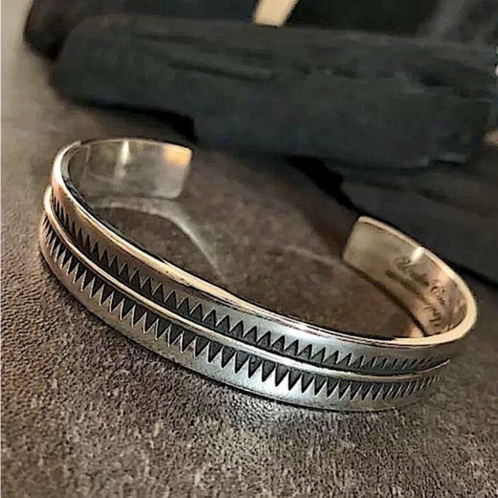 Sterling Silver Engeaved Bangle Bracelet - Thumbnail 3
