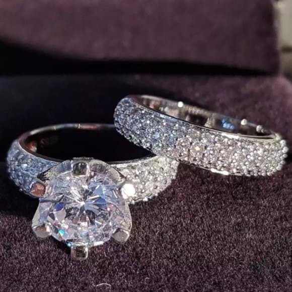 NEW 925 STERLING SILVER 2 CT DIAMOND ENGAGEMENT RING - Thumbnail 4