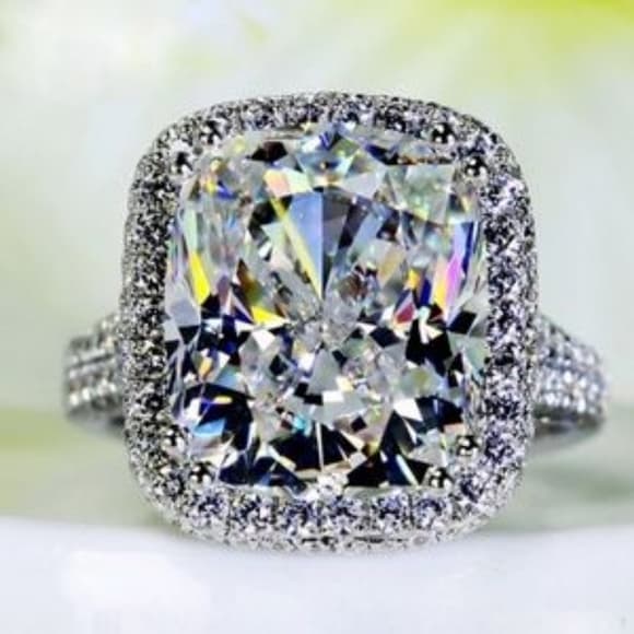 *NEW Platinum Cushion Halo Dome Engagement Ring - Thumbnail 2