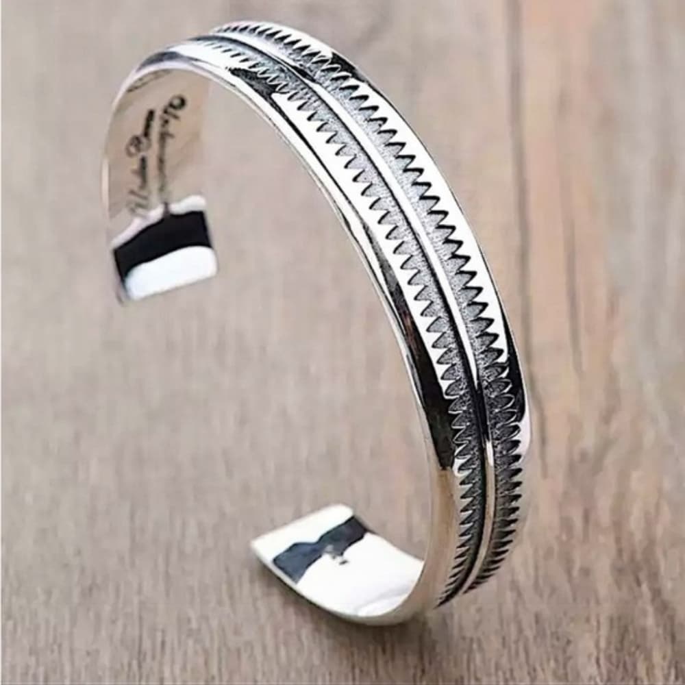 Sterling Silver Engeaved Bangle Bracelet - Thumbnail 13