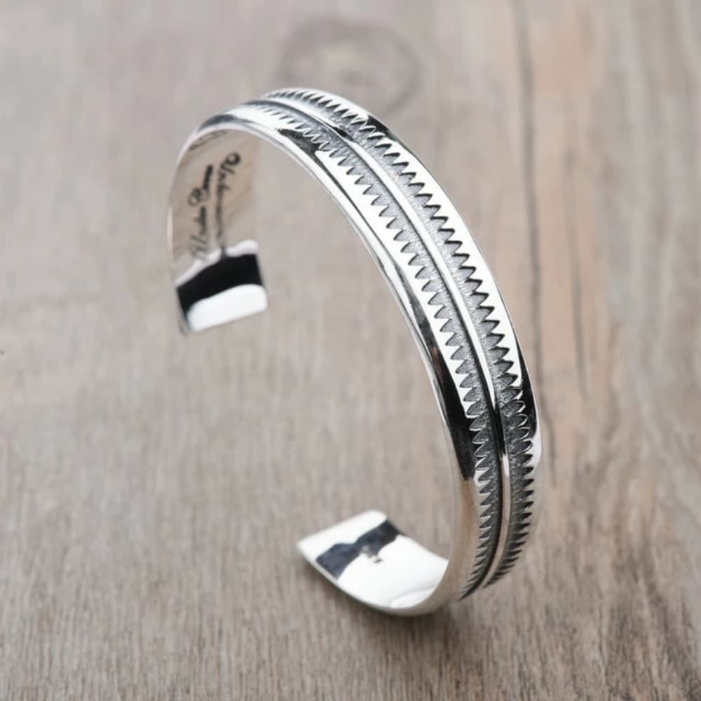 Sterling Silver Engeaved Bangle Bracelet - Thumbnail 11