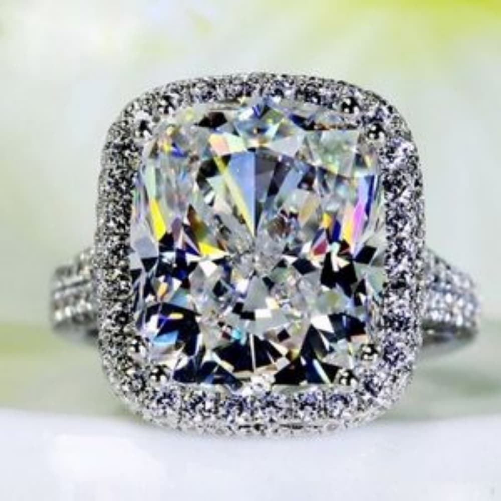 *NEW Platinum Cushion Halo Dome Engagement Ring