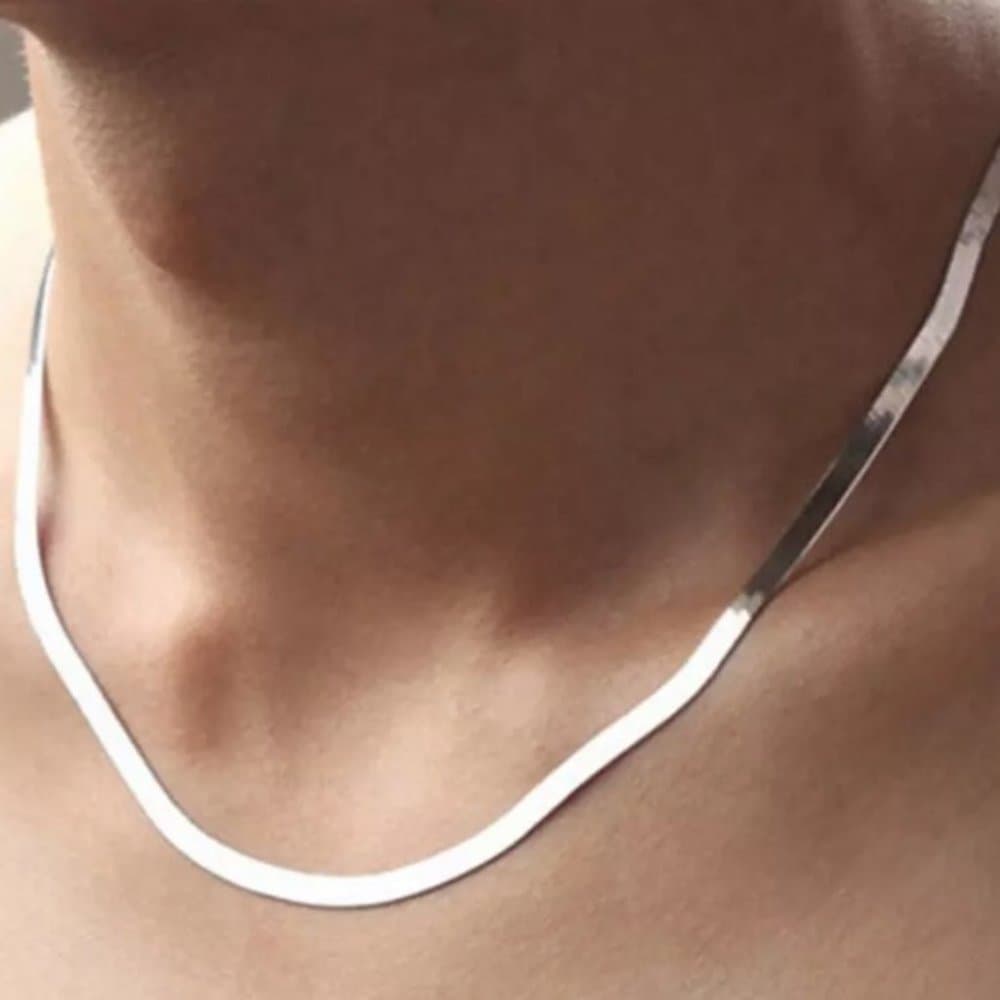 20”NEW 925 STERLING SILVER FLAT SNAKE NECKLACE - Thumbnail 6