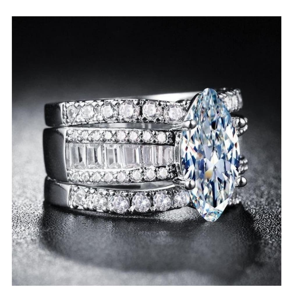 Marquise 3 Band Bridal Ring Set