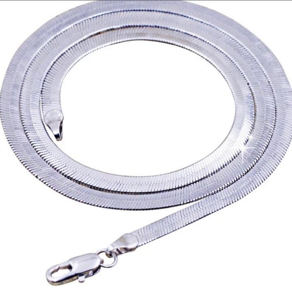 20”NEW 925 STERLING SILVER FLAT SNAKE NECKLACE - Thumbnail 5
