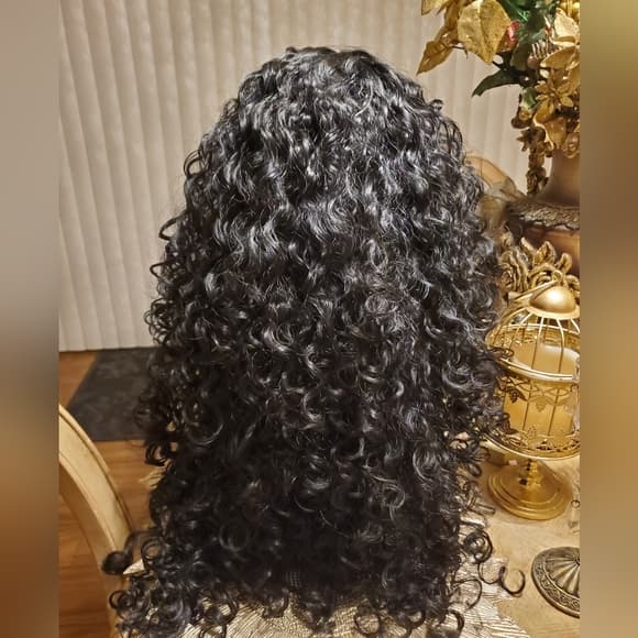Black Curly Lace Front Wig - Thumbnail 7
