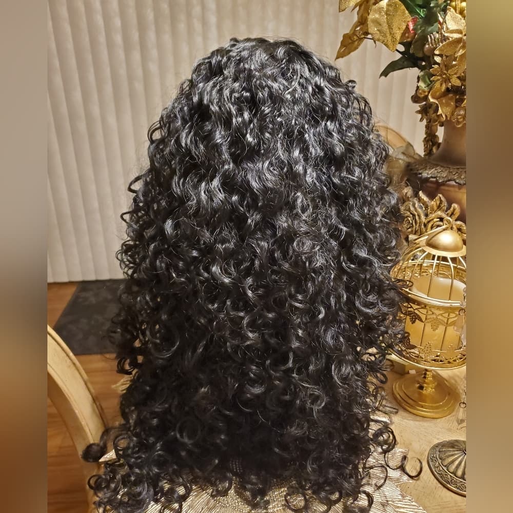 Black Curly Lace Front Wig - Thumbnail 6