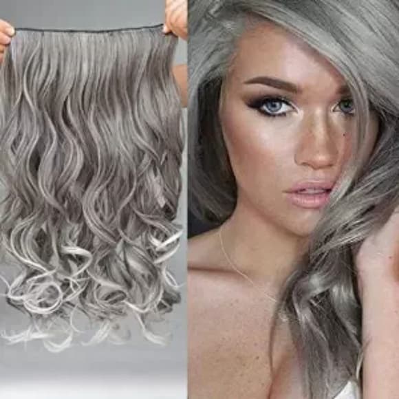 Silver Beauty One Piece Clip In Extension Wavy - Thumbnail 2
