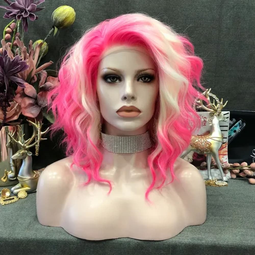 White Pink Beautiful Lace Front Wig - Thumbnail 6