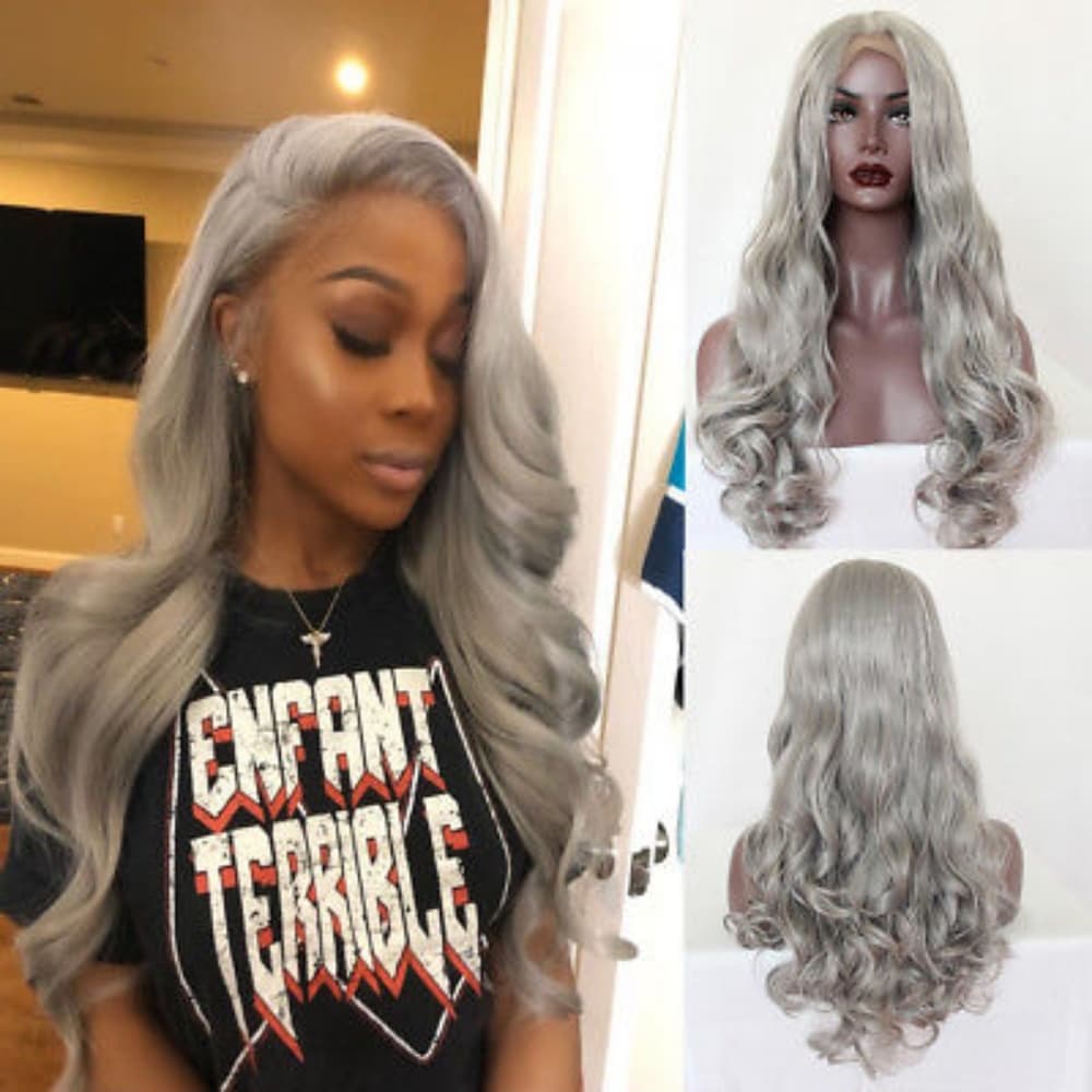 Gray Wavy Beauty Lace Front Wig - Thumbnail 3