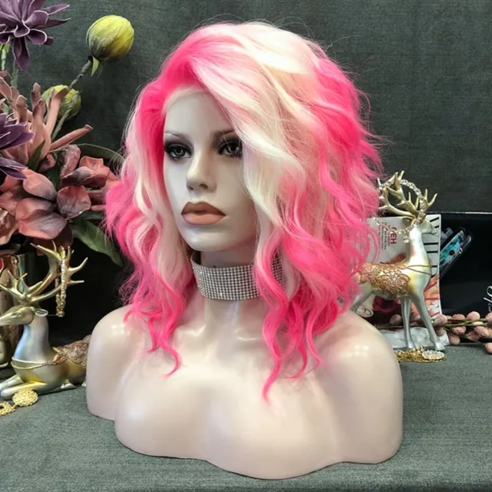 White Pink Beautiful Lace Front Wig - Thumbnail 2