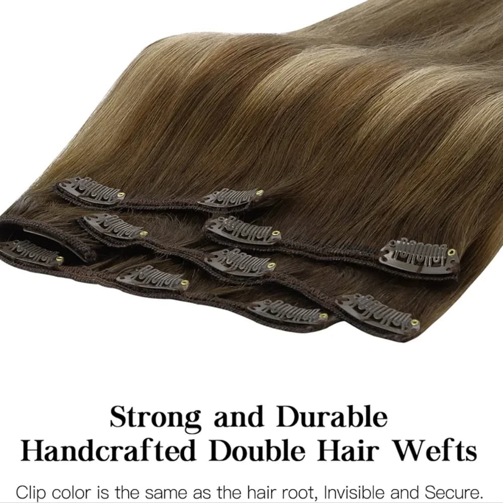 Brazilian Balayage Clip in Extensions 16 inches - Thumbnail 5