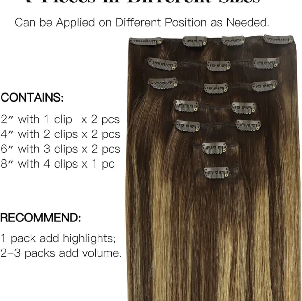 Brazilian Balayage Clip in Extensions 16 inches - Thumbnail 2