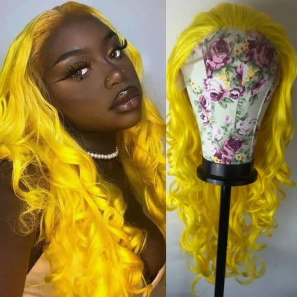Yellow Beautiful Lace Front Wig - Thumbnail 2