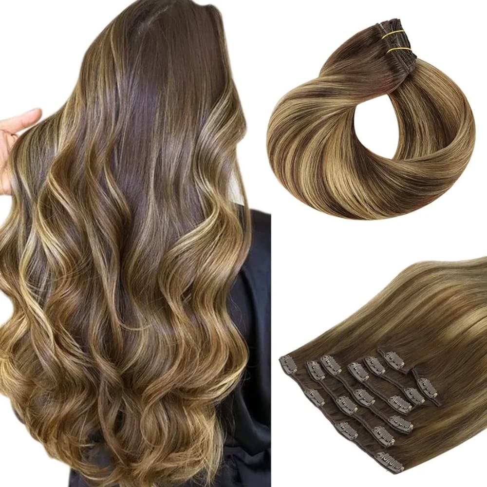 Brazilian Balayage Clip in Extensions 16 inches - Thumbnail 6
