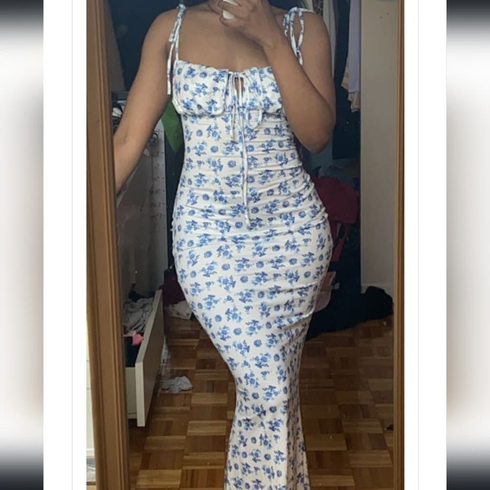 Mermaid Floral Beautiful Maxi Sress - Thumbnail 8