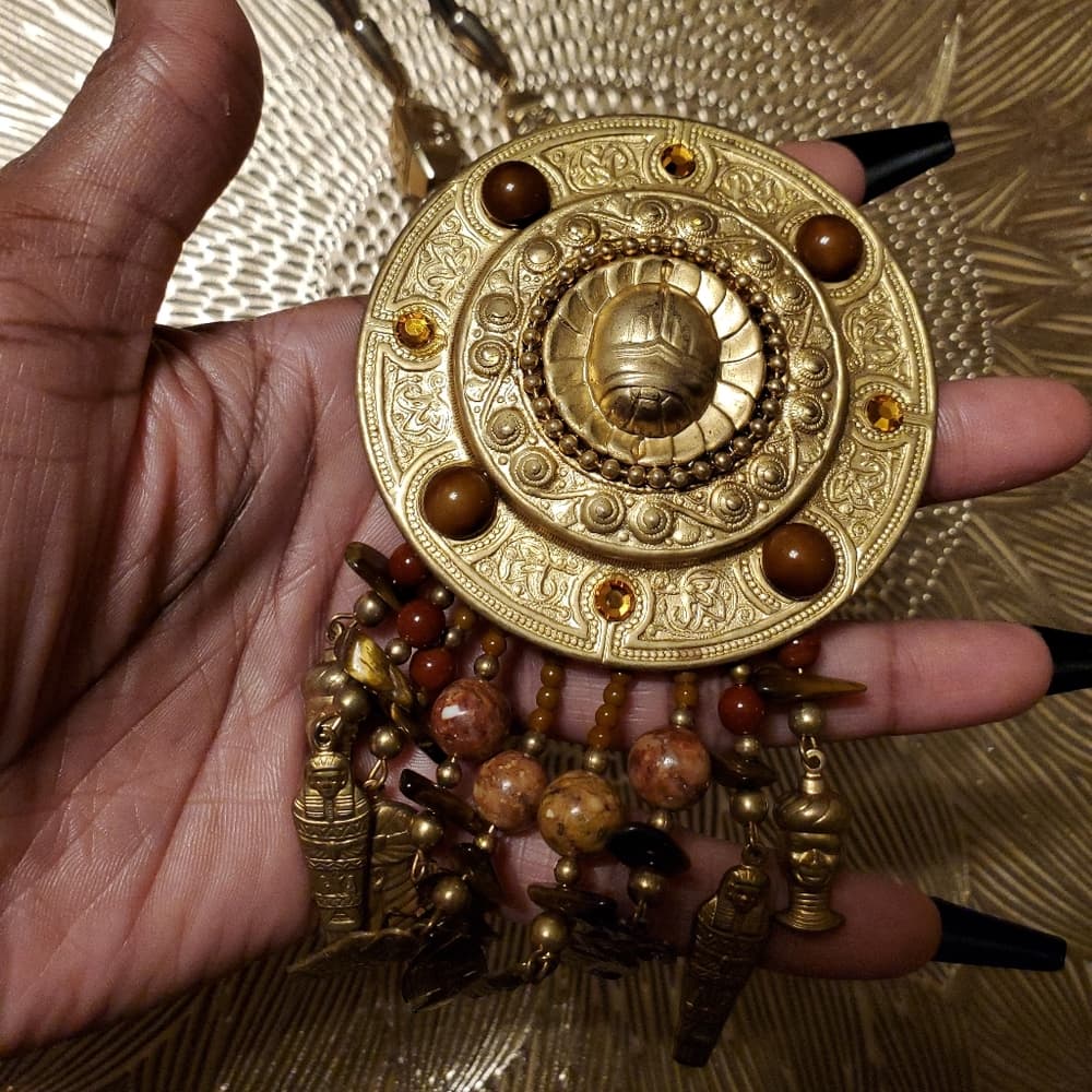 Beautiful Gold Brown Exotic Hanging Necklace - Thumbnail 5