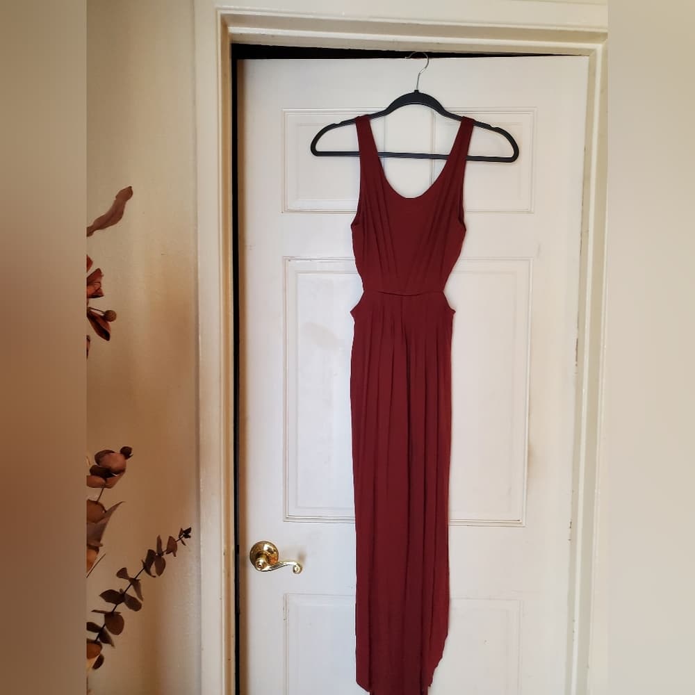 Burgundy Cutout on the Sides Dress