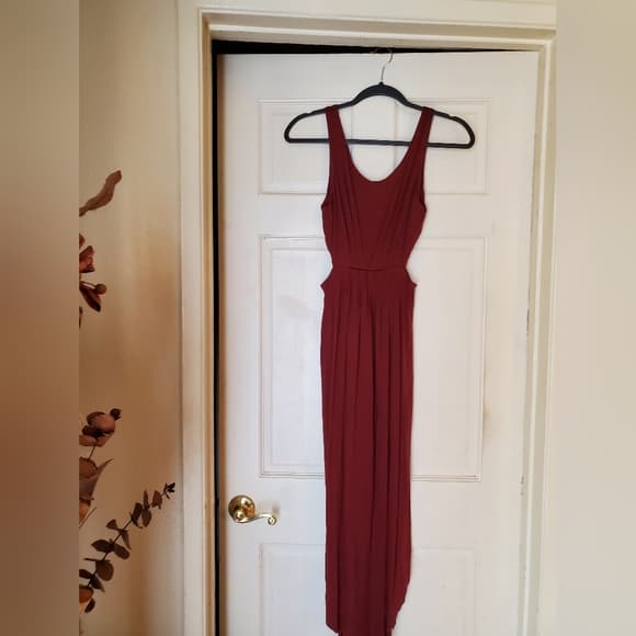 Burgundy Cutout on the Sides Dress - Thumbnail 2