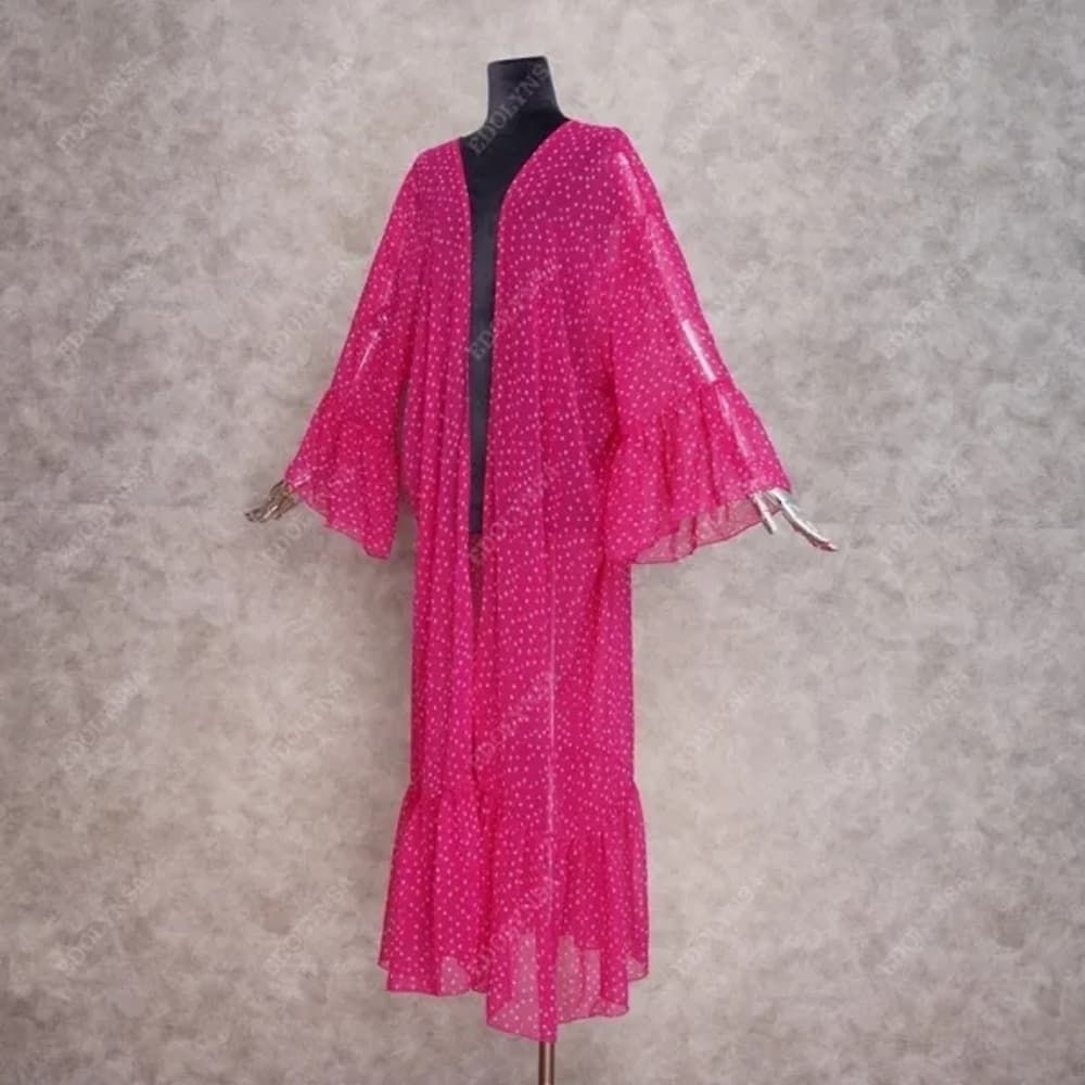 Boho Chic Fushcia Beach Cover up/kimono - Thumbnail 3