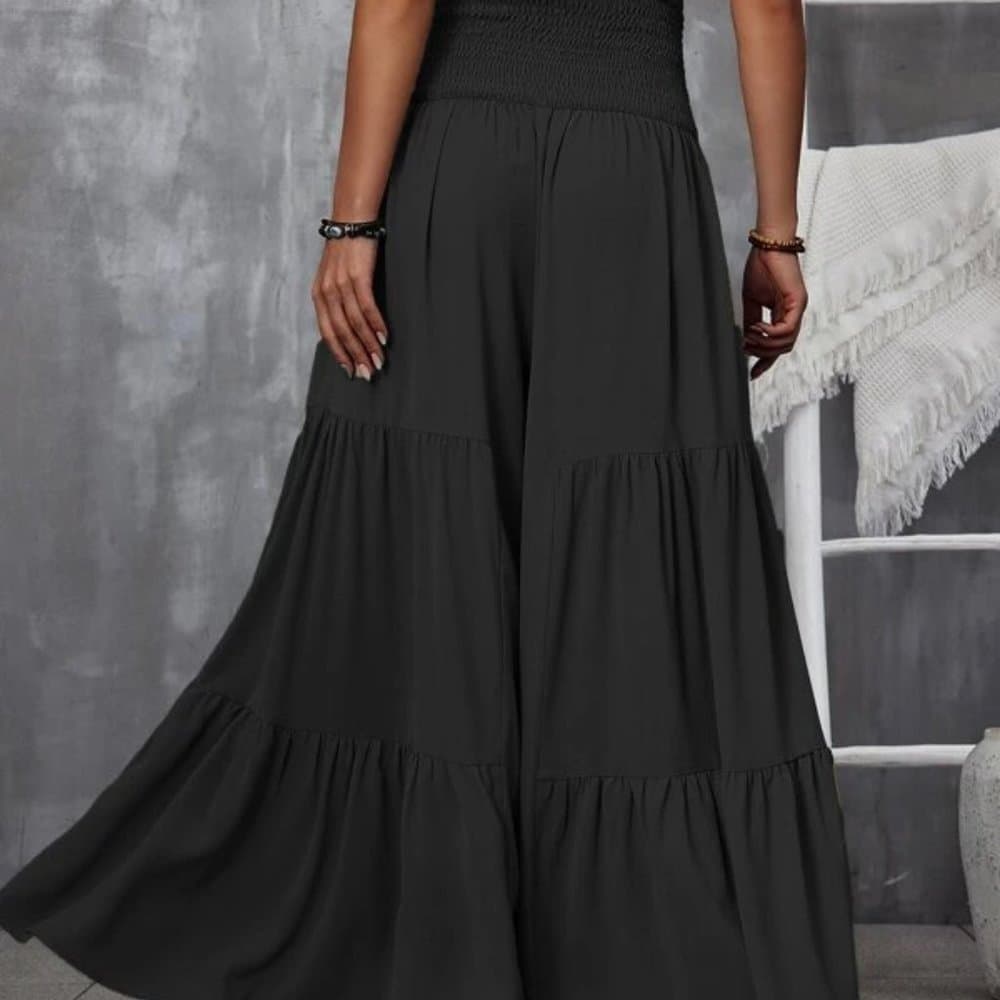 Beautiful Boho High Waist Tie Wide Leg Polazzo Lounge Pants - Thumbnail 5
