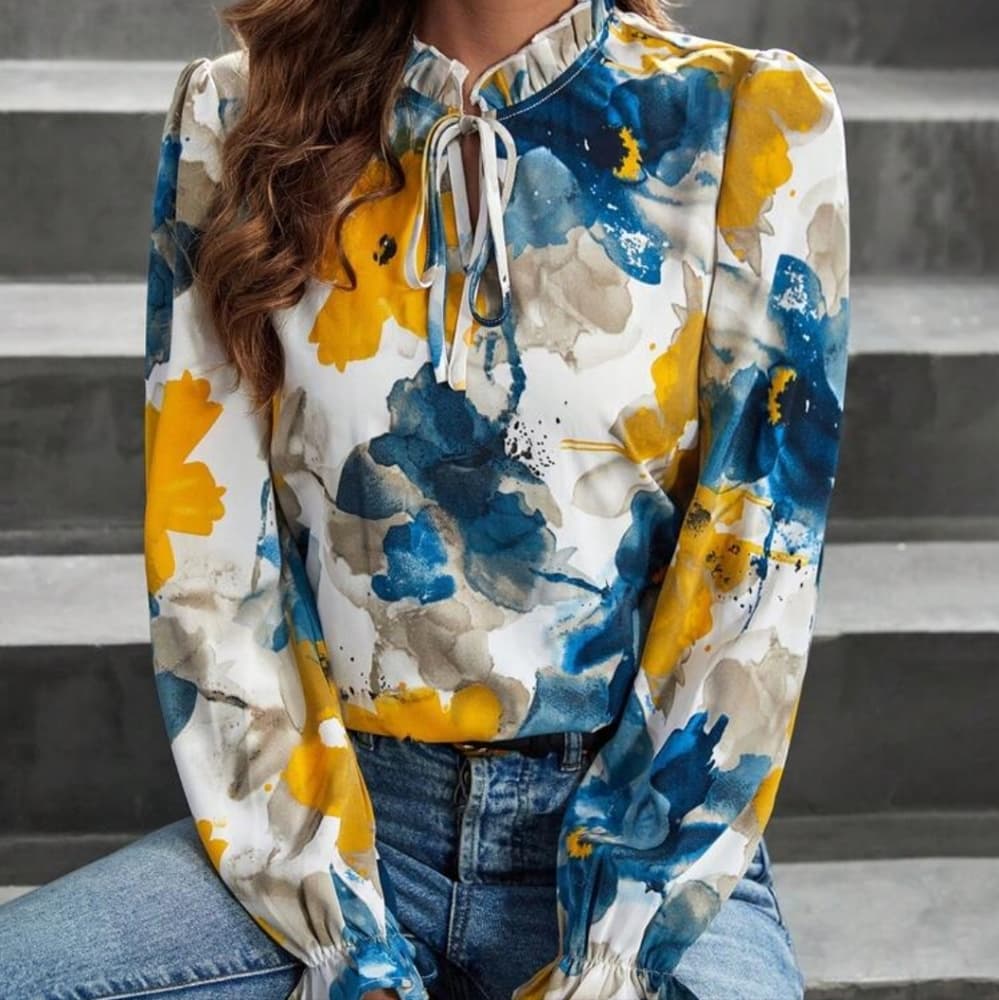Beautuful Yellow Blue Top - Thumbnail 2