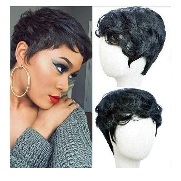 Black Beautiful Pixie Cut Wig - Thumbnail 4