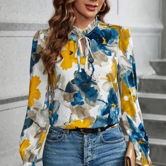 Beautuful Yellow Blue Top - Thumbnail 7