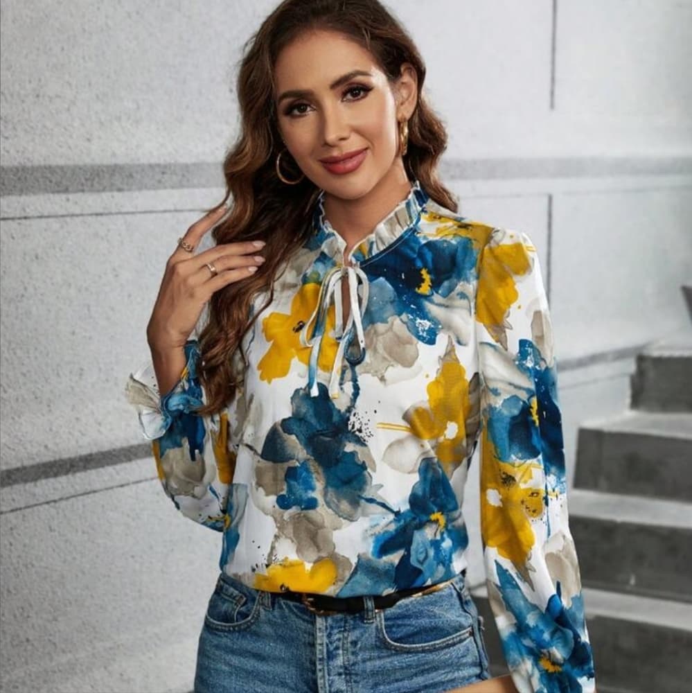 Beautuful Yellow Blue Top - Thumbnail 5