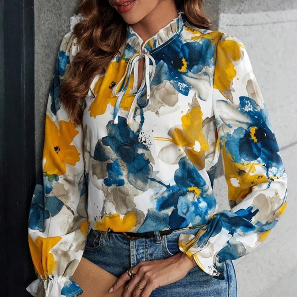 Beautuful Yellow Blue Top - Thumbnail 3
