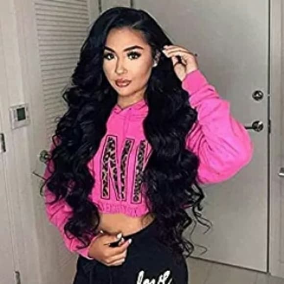 Black Body Wave Lace Front Wig - Thumbnail 5