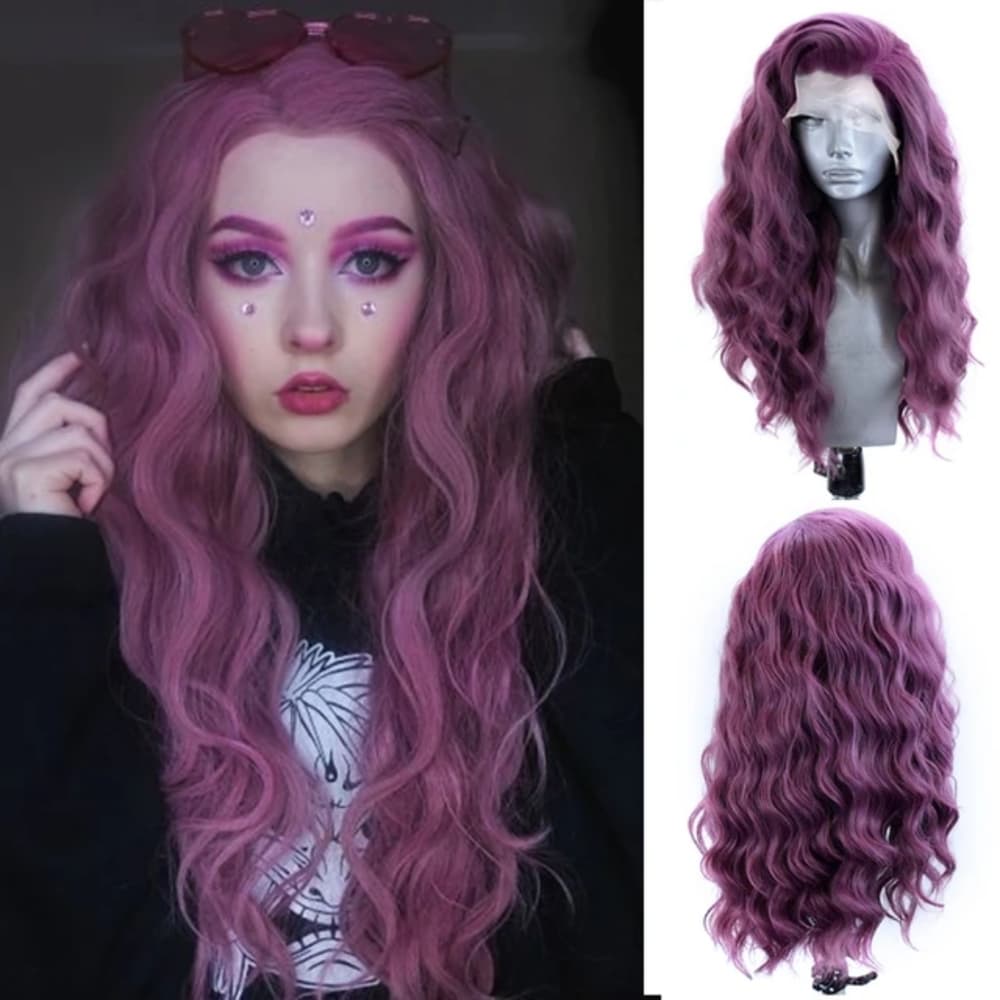 Purple Human Hair Blend Lace Front Wig