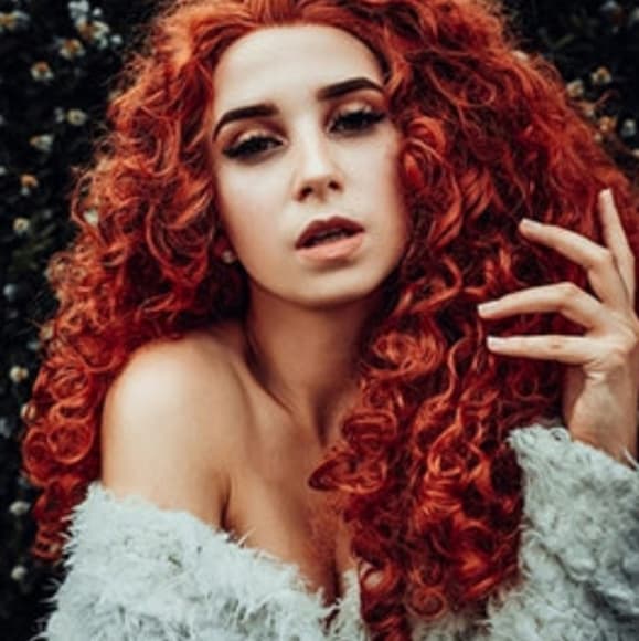 Red Curly Lace Front Wig - Thumbnail 2