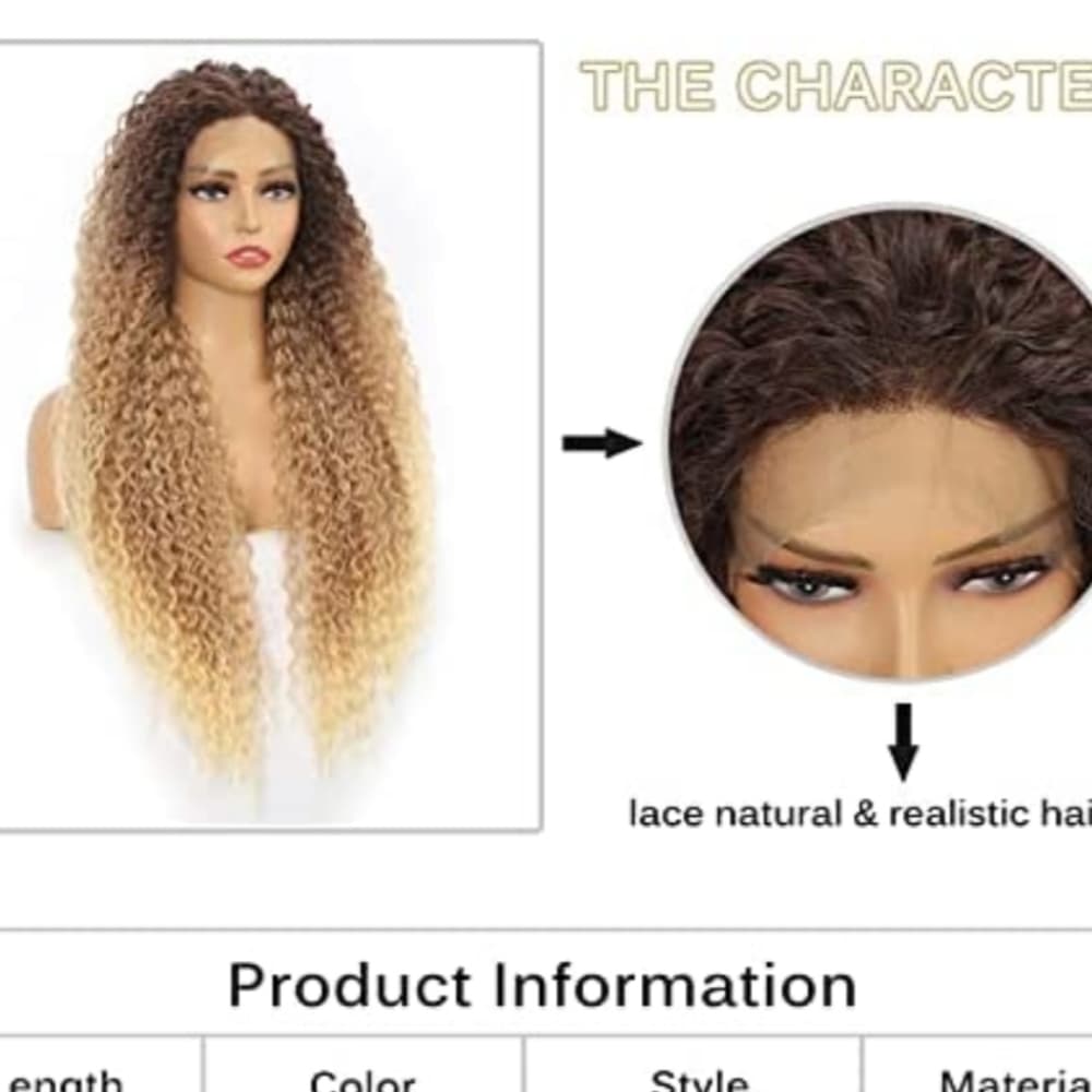 Ombre Curly Wave Lace Front Wig - Thumbnail 3