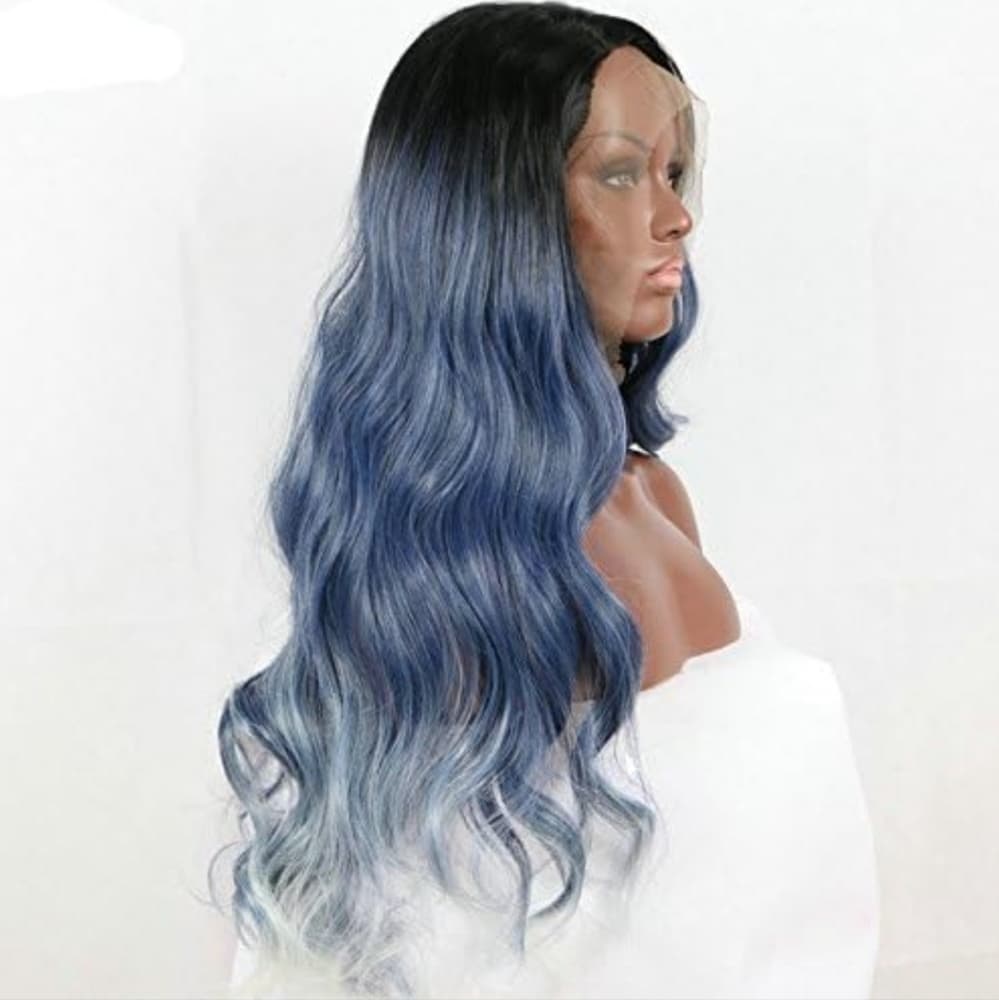 Ombre Blue Gray Beauty Lace Front Wig 22-24 inches - Thumbnail 3