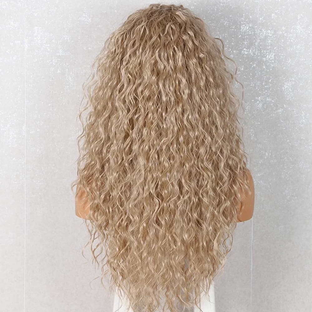 Blonde Human Hair Blend Lace Front Wig - Thumbnail 3