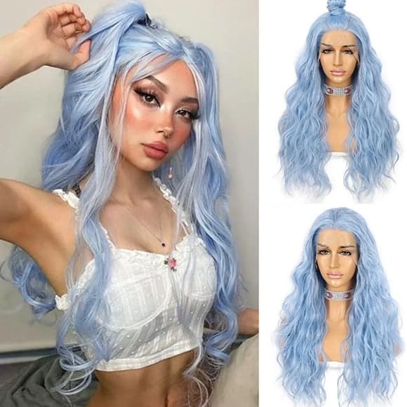Human Hair Blend Lace Front Wig - Thumbnail 2