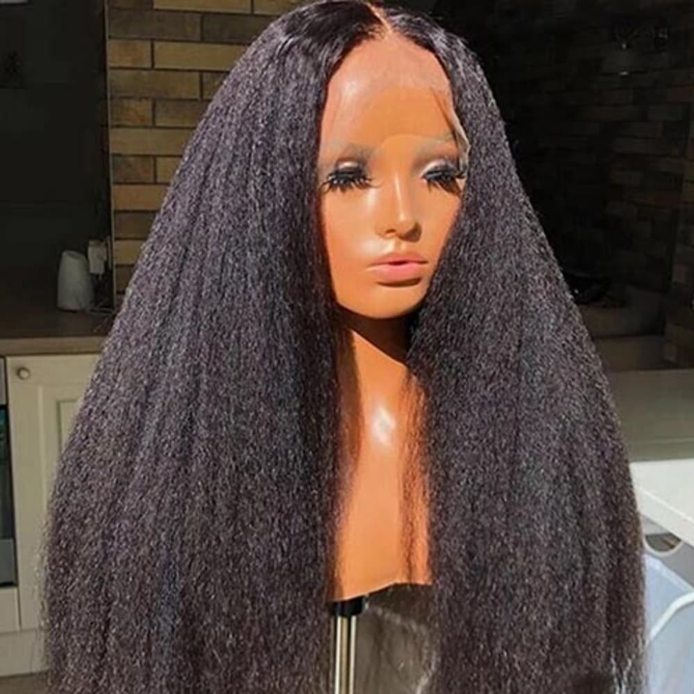 Kinky Yaki Straight Pre-Plucked Brown Blonde Human Hair Lace Wig!! - Thumbnail 2