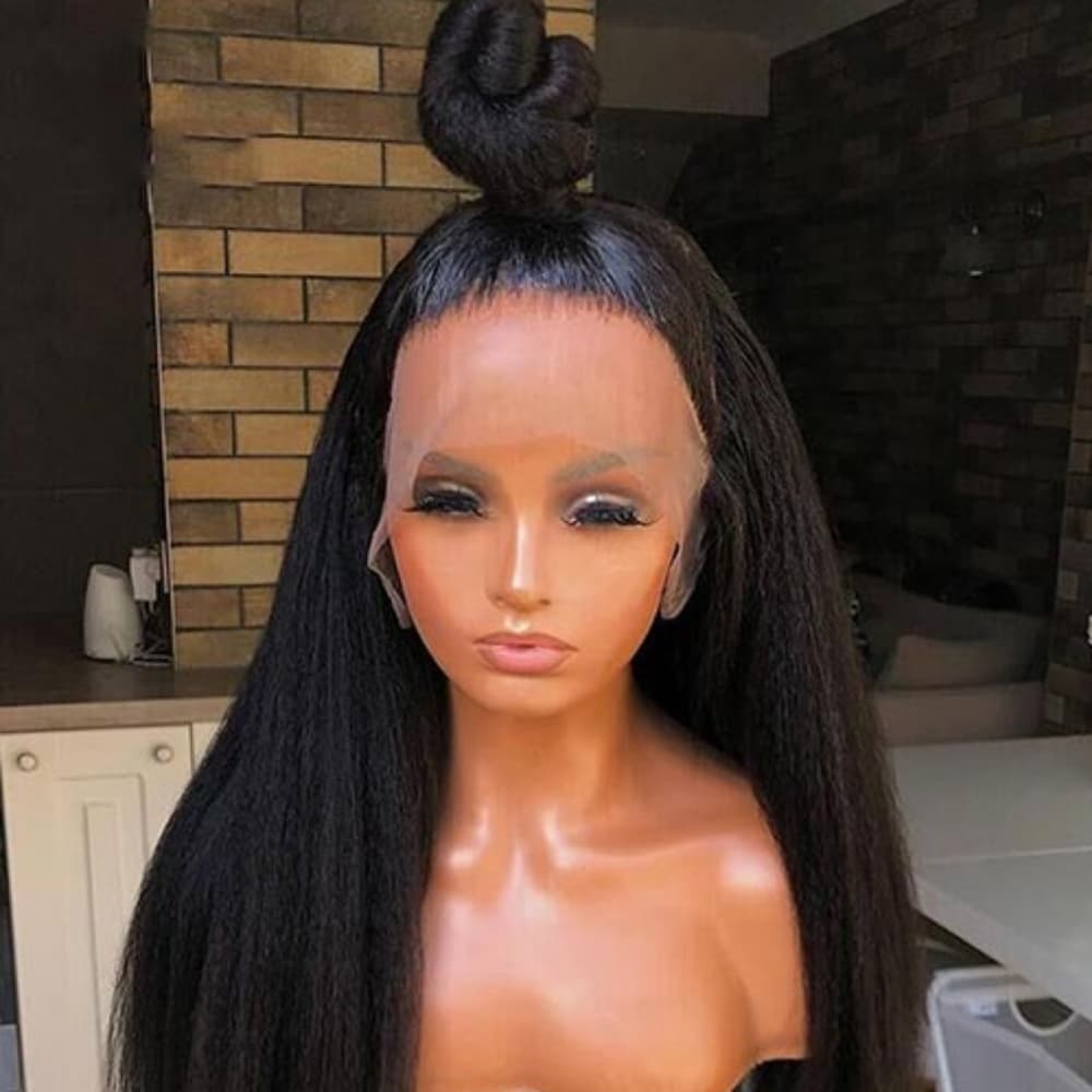 Kinky Yaki Straight Pre-Plucked Brown Blonde Human Hair Lace Wig!! - Thumbnail 3