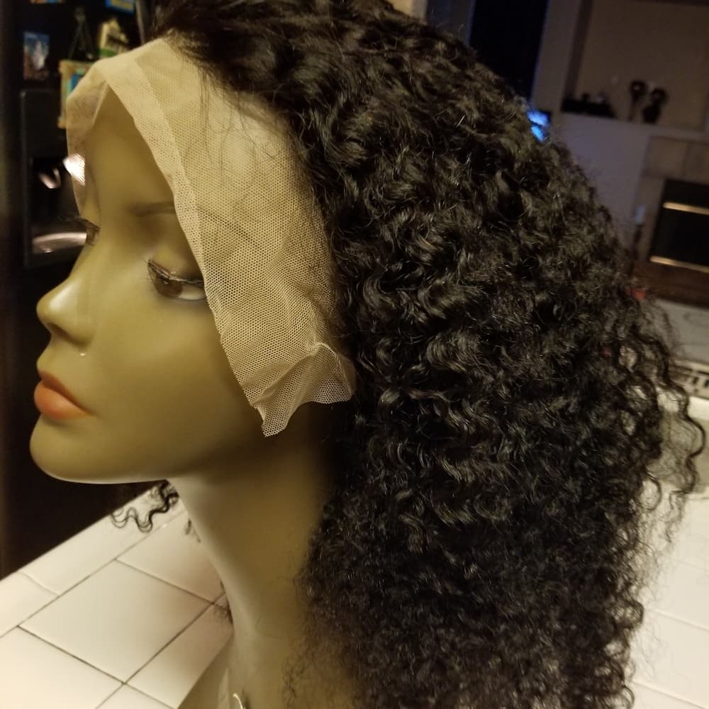 Black Curly Human Hair Wig - Thumbnail 5