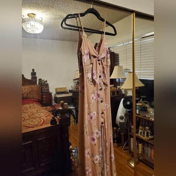 Full Length Beauty Peach Dress - Thumbnail 3