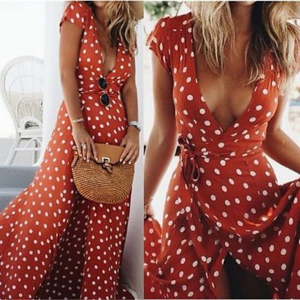 Red Boho Beauty Dress - Thumbnail 7