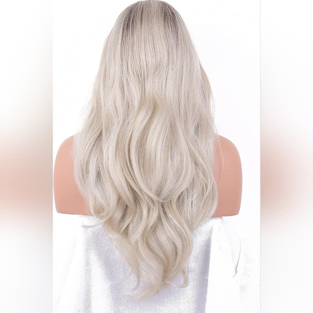Ombre Blonde Human Hair Blend Lace Front Wig - Thumbnail 6