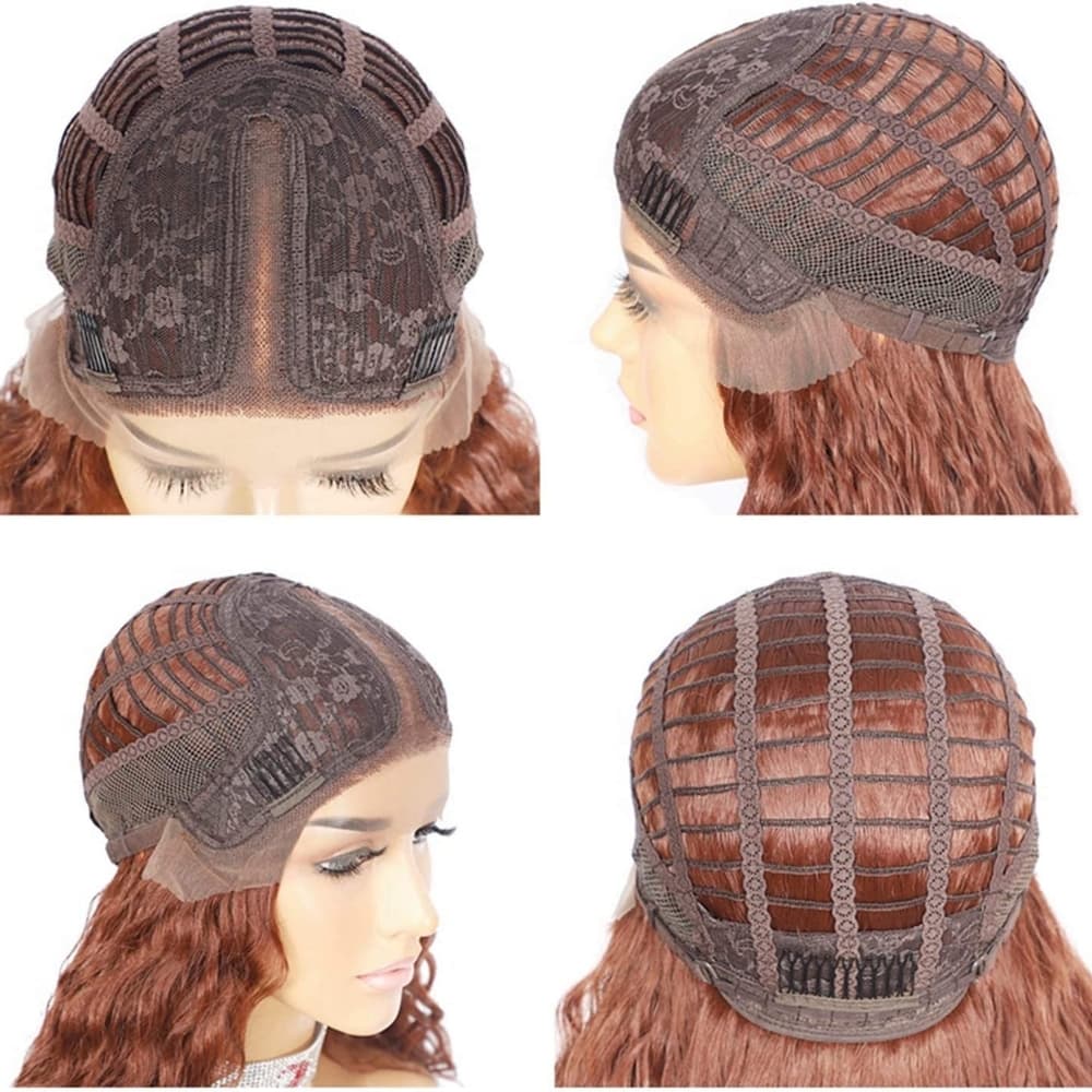 Copper Red Wavy Lace Front Wig - Thumbnail 3