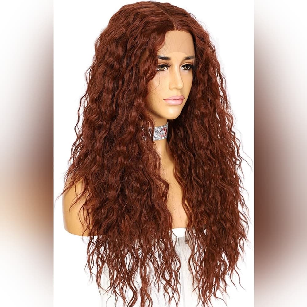 Copper Red Wavy Lace Front Wig - Thumbnail 2