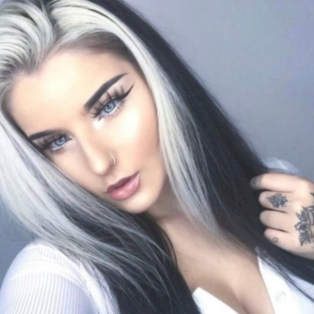 White Black Beauty Lace Front Wig - Thumbnail 4