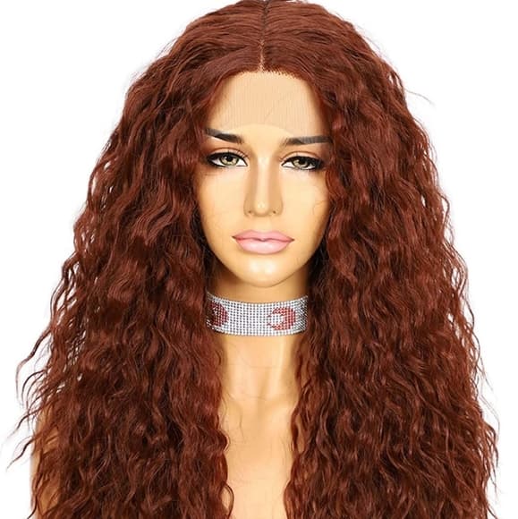 Copper Red Wavy Lace Front Wig - Thumbnail 6