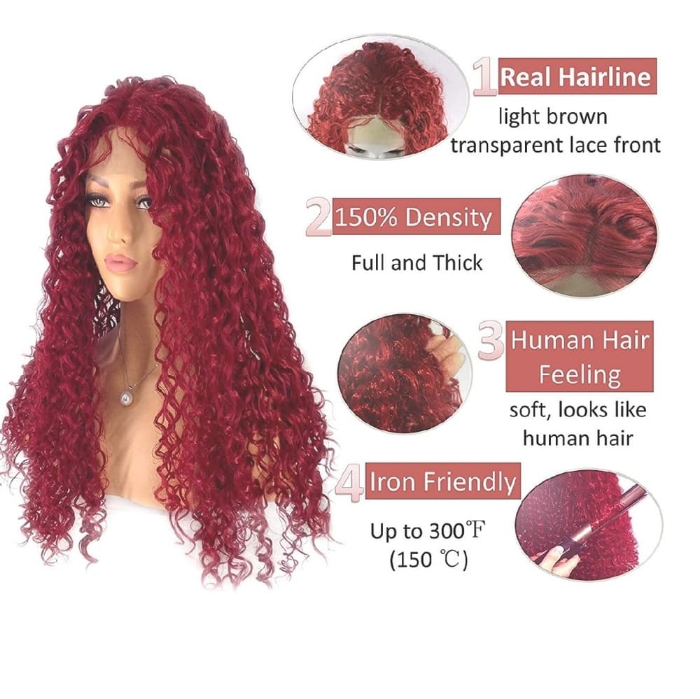 Red Waterwave Beauty Lace Front Wig - Thumbnail 2