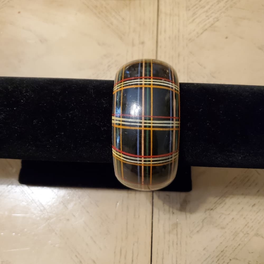 Black Color Stripes Bangle Bracelet - Thumbnail 2