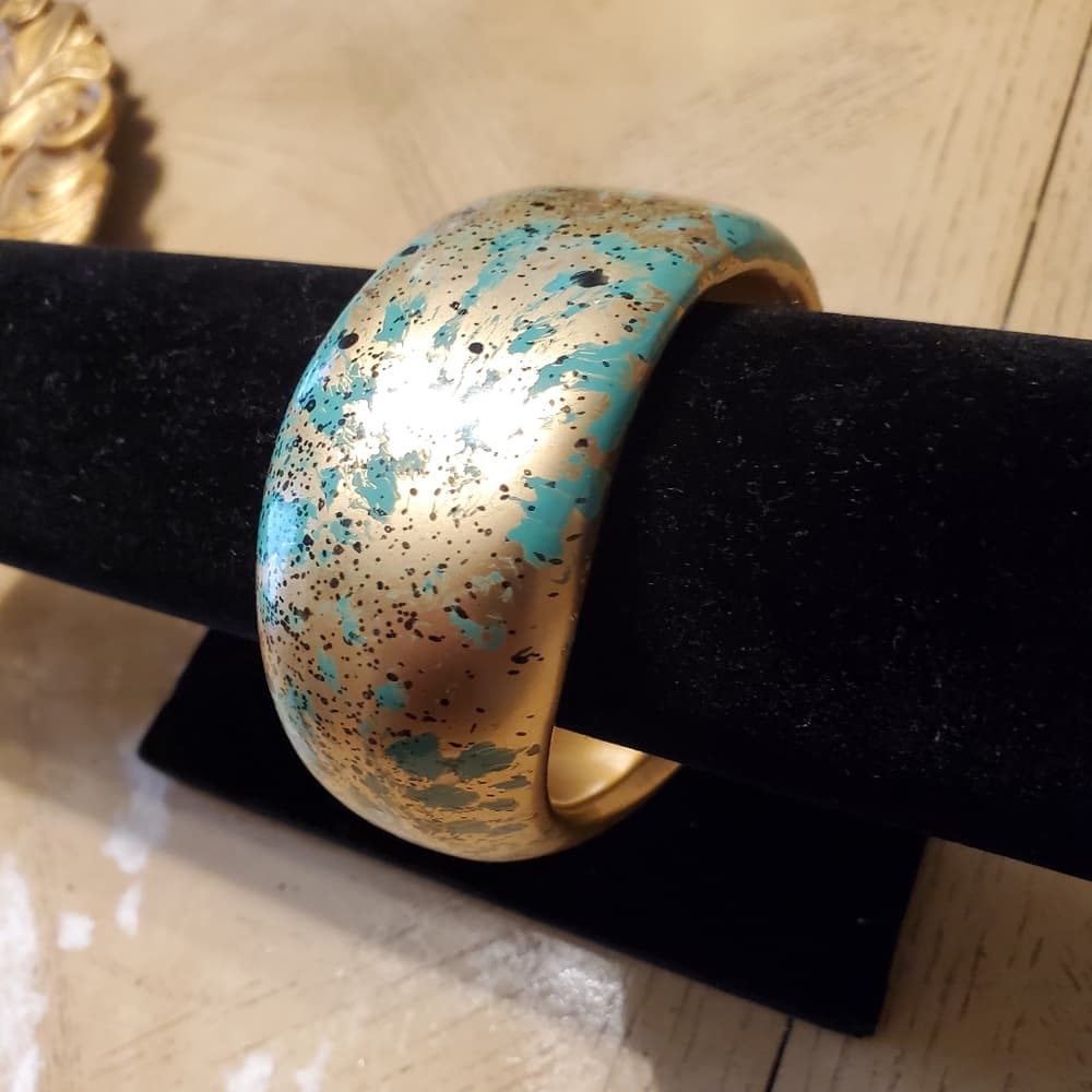 Vintage Green and Gold Bracelet - Thumbnail 2